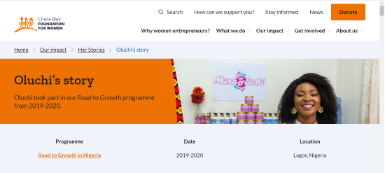 Oluchis Story on Cherie Blair Website